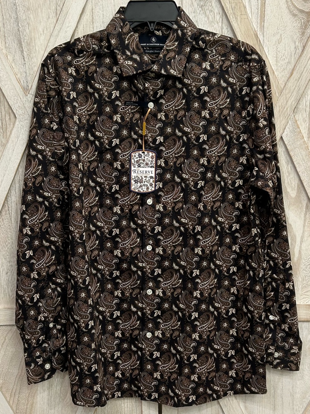 Hart Schaffner Marx Comfort Stretch NWT Men’s Medium Paisley Button-Down Shirt